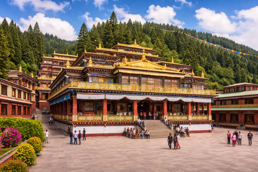 Rumtek Monastery in vibrant Sikkim landscape