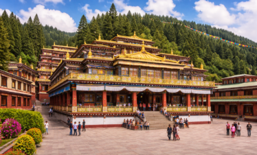 Rumtek Monastery in vibrant Sikkim landscape