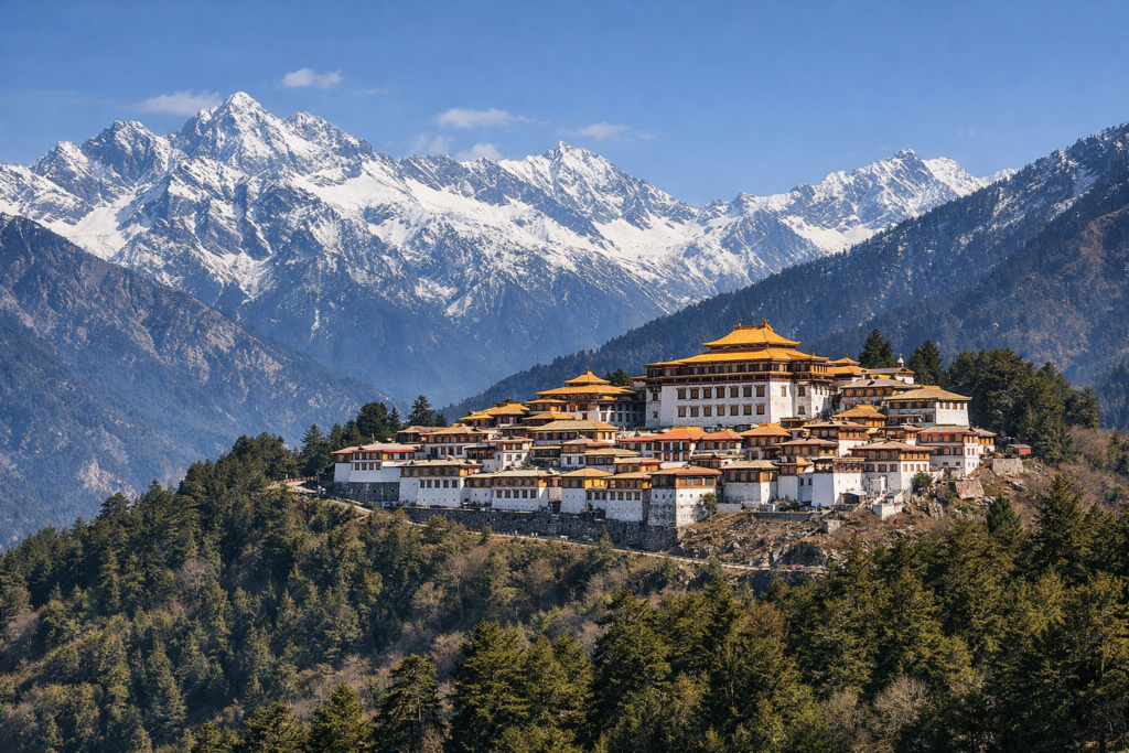 Tawang Monastery with Himalayan backdrop