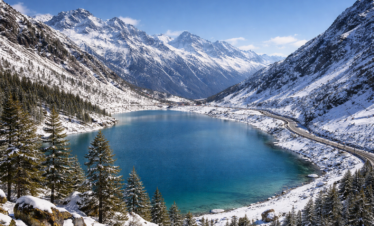 Sela Lake and snow-capped peaks