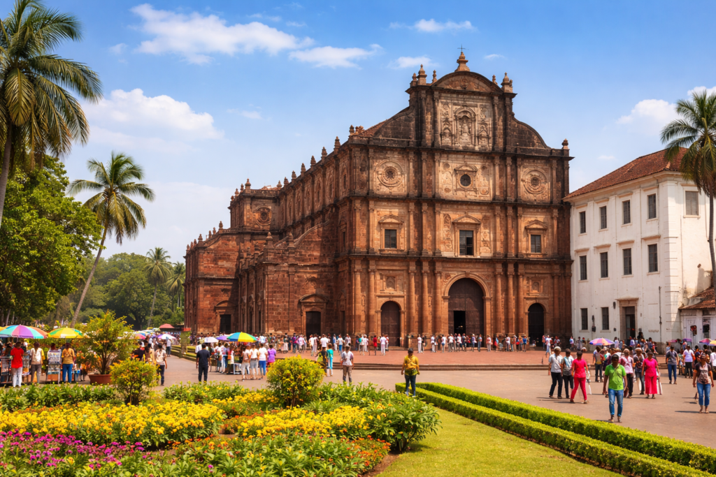 Basilica of Bom Jesus and vibrant garden