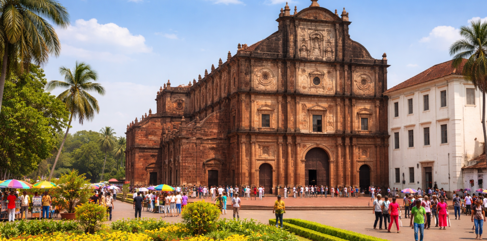 Basilica of Bom Jesus and vibrant garden