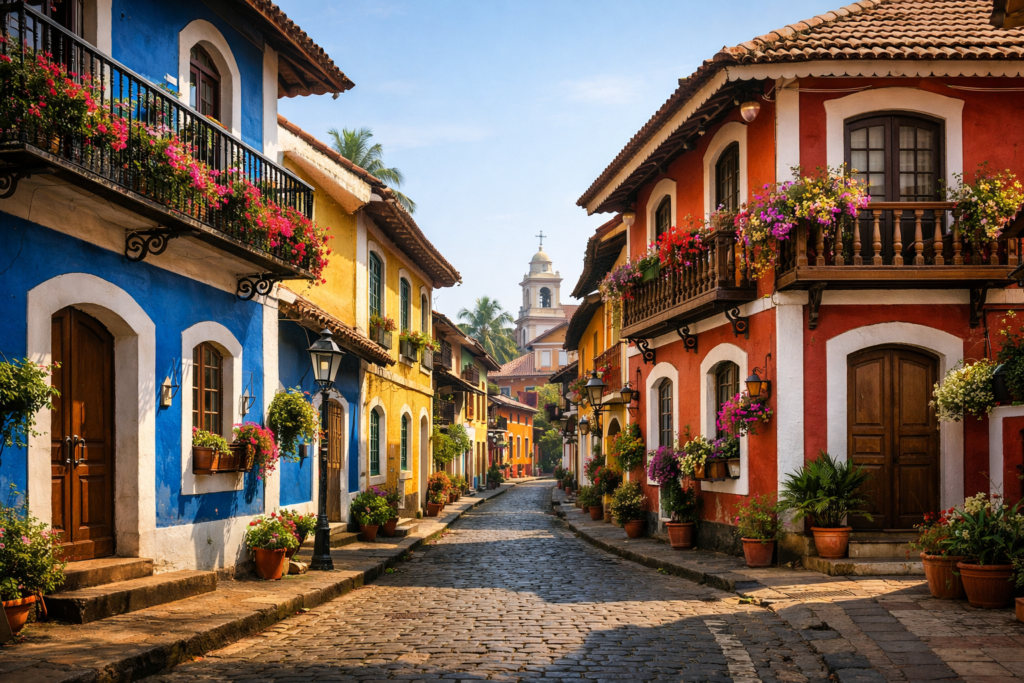 Colorful houses of Fontainhas street