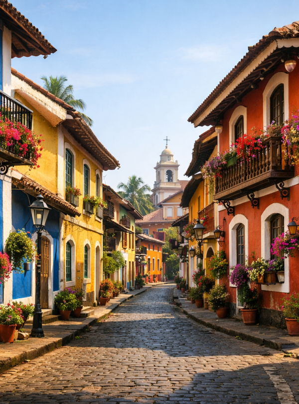Colorful houses of Fontainhas street