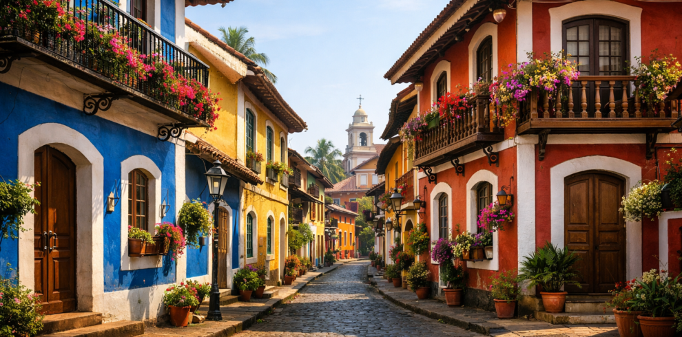 Colorful houses of Fontainhas street