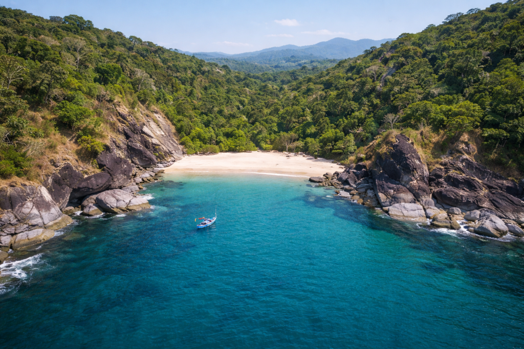 Secluded tropical paradise by the shore