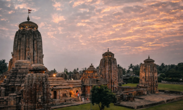 Lingaraj Temple at twilight